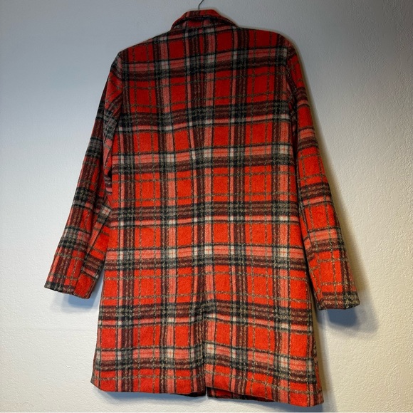 EN MERCI orange plaid single breasted shacket coat S - Picture 10 of 12
